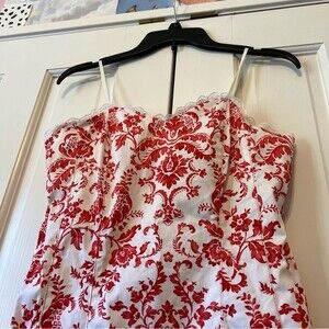 Vintage Red and White Jacquard Mini Dress Size 5/6